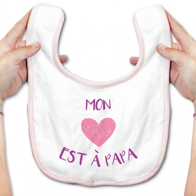 Bavoir bébé Mon coeur est à papa