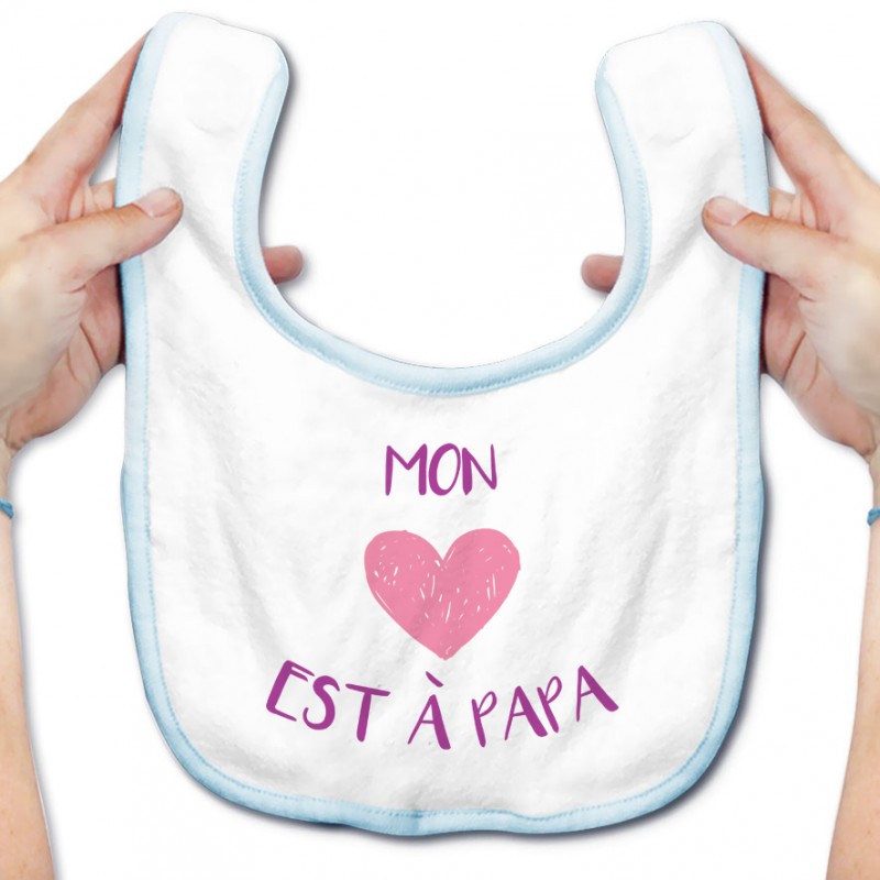 Bavoir bébé Mon coeur est à papa Bavoir bébé Mon coeur est à papa