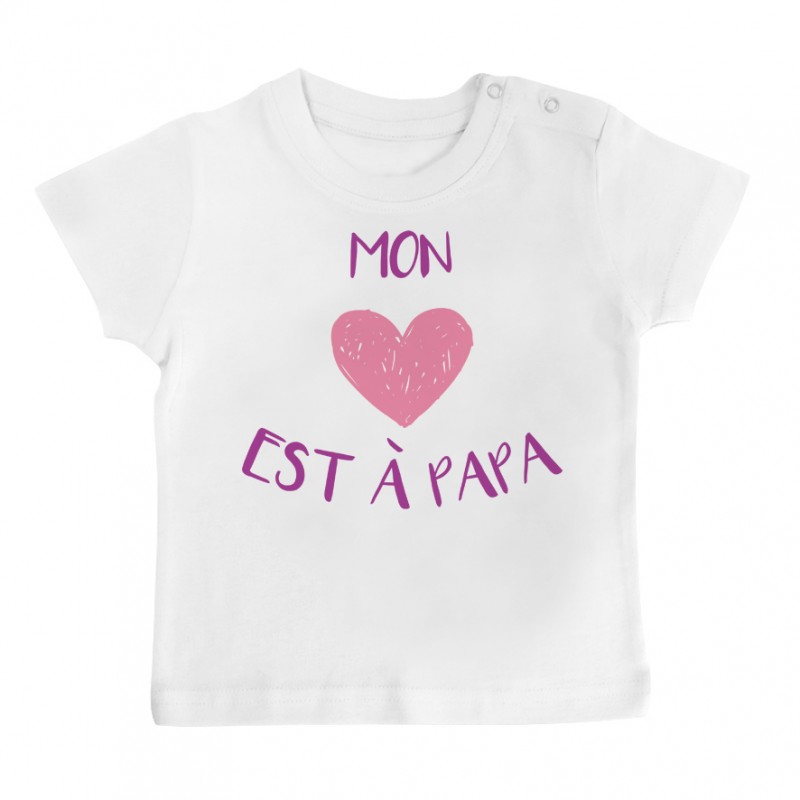 T-Shirt bébé Mon coeur est à papa T-Shirt bébé Mon coeur est à papa