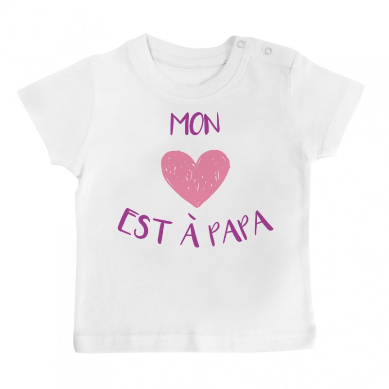 T-Shirt bébé Mon coeur est à papa