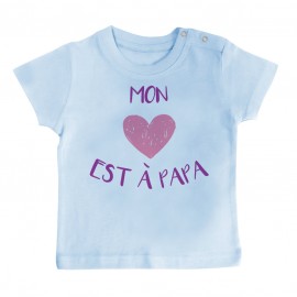 T-Shirt bébé Mon coeur est à papa