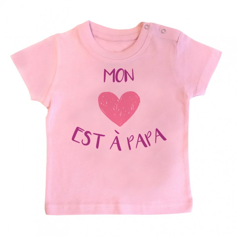 T-Shirt bébé Mon coeur est à papa T-Shirt bébé Mon coeur est à papa