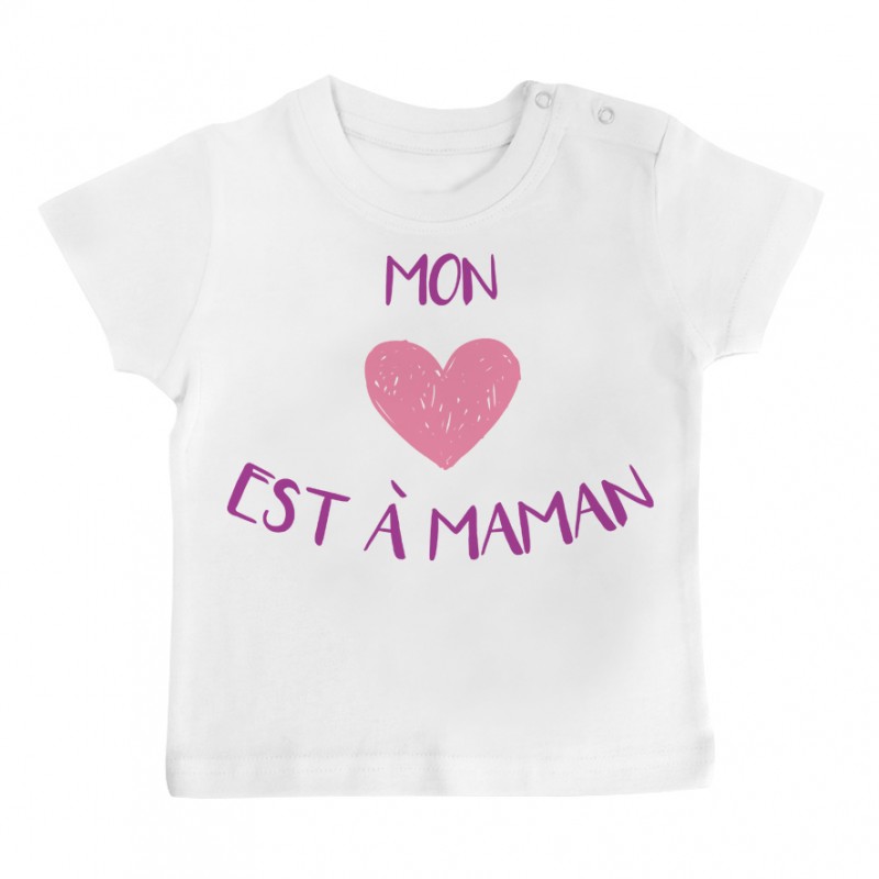 T-Shirt bébé Mon coeur est à maman