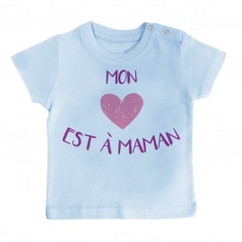 T-Shirt bébé Mon coeur est à maman