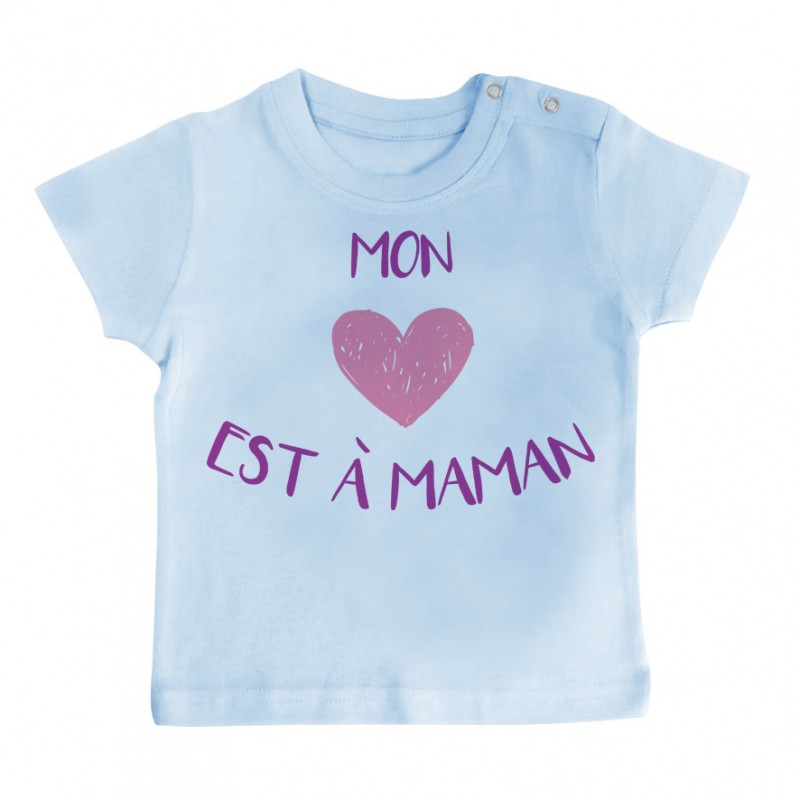 T-Shirt bébé Mon coeur est à maman T-Shirt bébé Mon coeur est à maman