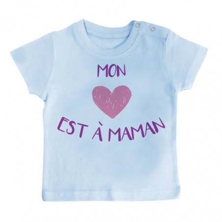 T-Shirt bébé Mon coeur est à maman