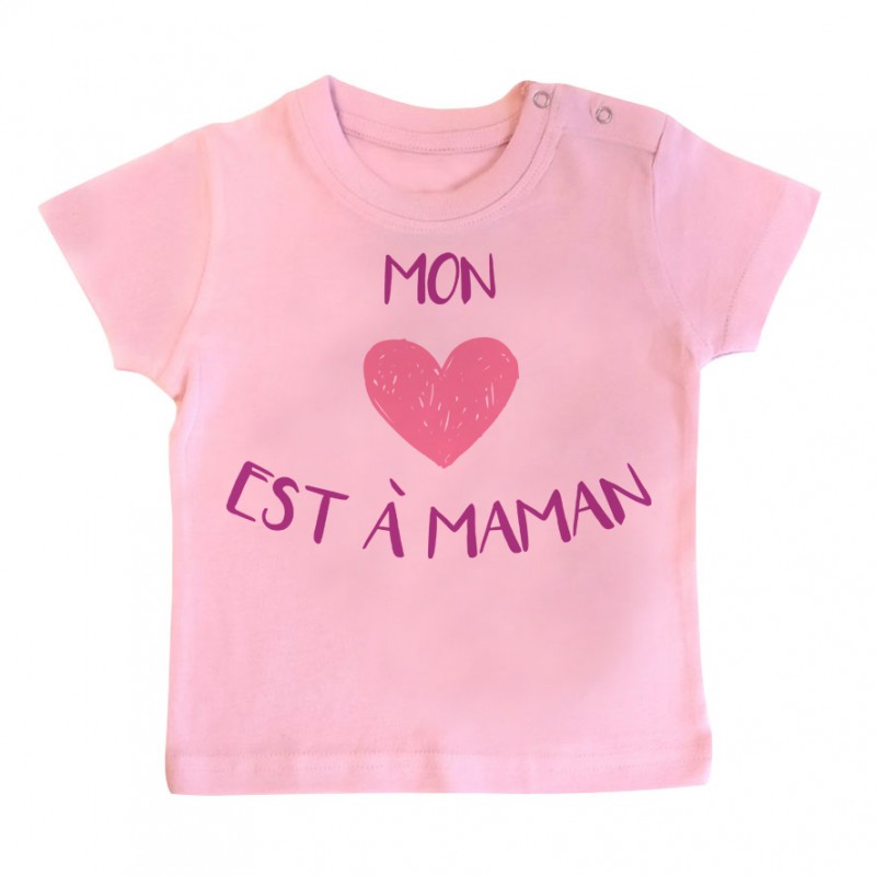 T-Shirt bébé Mon coeur est à maman