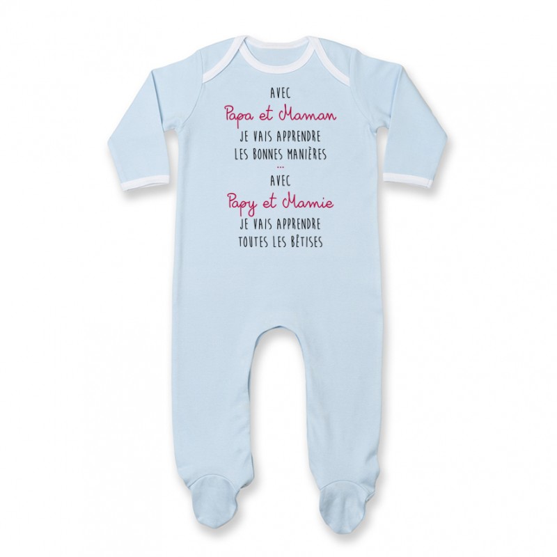 Pyjama bébé Avec papy et mamie j'apprends les bêtises Pyjama bébé Avec papy et mamie j'apprends les bêtises