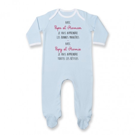Pyjama bébé Avec papy et mamie j'apprends les bêtises