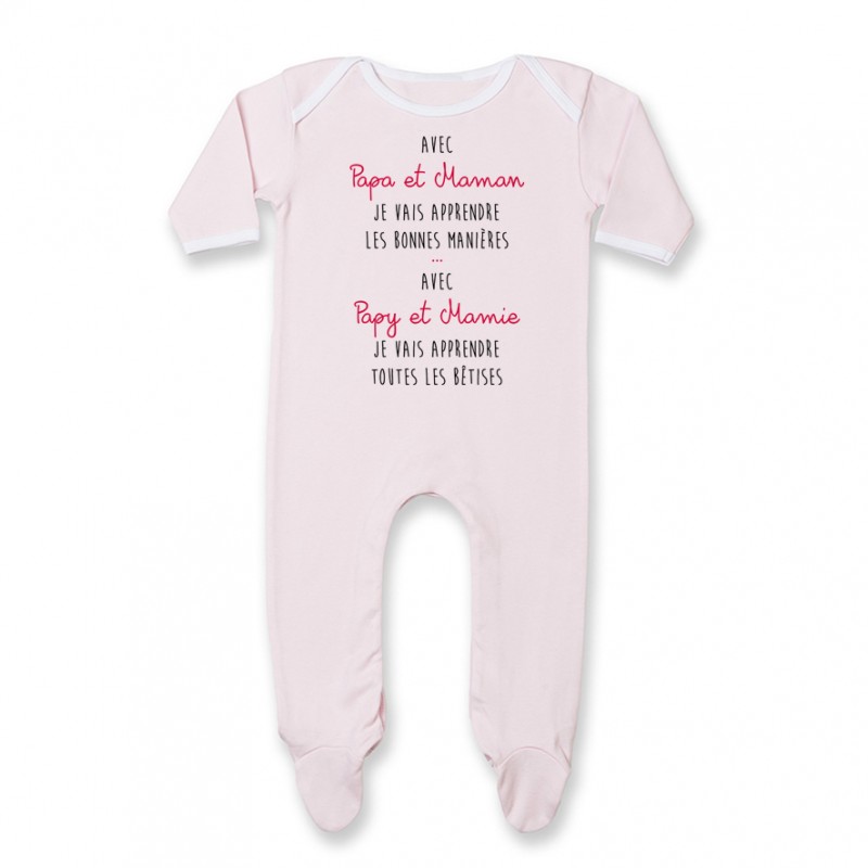 Pyjama bébé Avec papy et mamie j'apprends les bêtises Pyjama bébé Avec papy et mamie j'apprends les bêtises