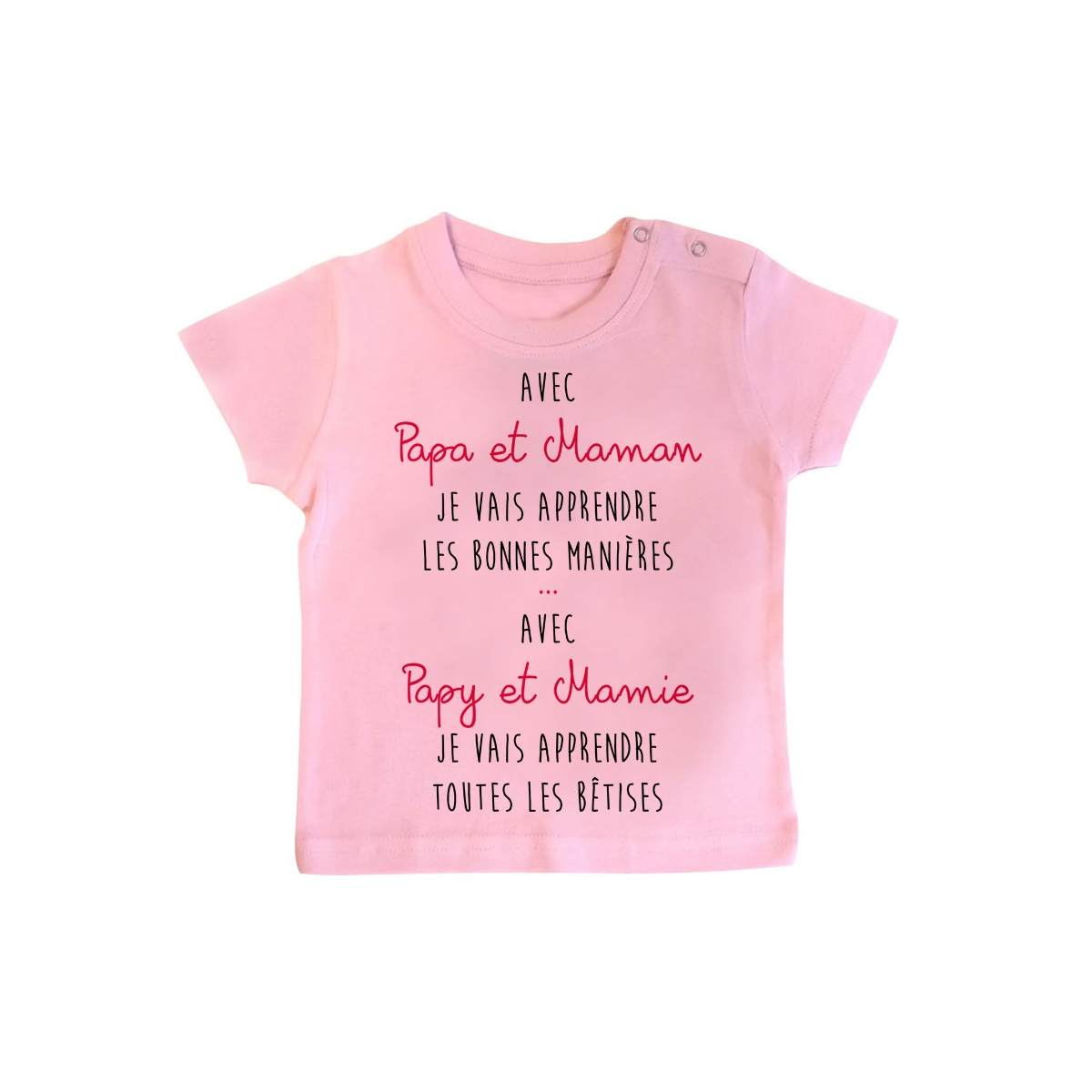 T-Shirt bébé Avec papy et mamie j'apprends les bêtises