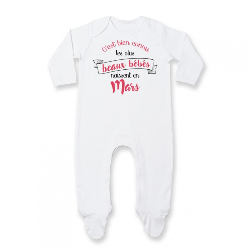 Pyjama bébé Les plus beaux bébés naissent en MARS Pyjama bébé Les plus beaux bébés naissent en MARS