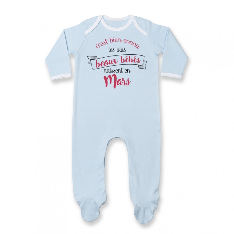 Pyjama bébé Les plus beaux bébés naissent en MARS Pyjama bébé Les plus beaux bébés naissent en MARS