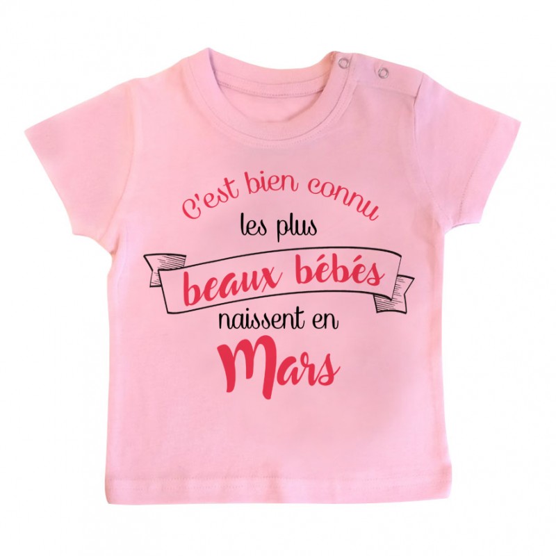 T-Shirt bébé Les plus beaux bébés naissent en MARS T-Shirt bébé Les plus beaux bébés naissent en MARS