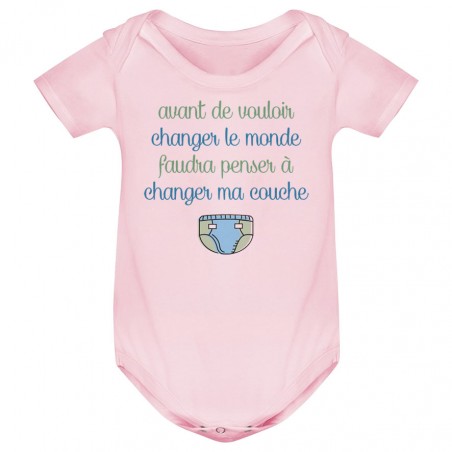 Body bébé Avant de changer le monde, faudra changer ma couche