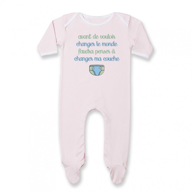 Pyjama bébé Avant de changer le monde, faudra changer ma couche Pyjama bébé Avant de changer le monde, faudra changer ma couche