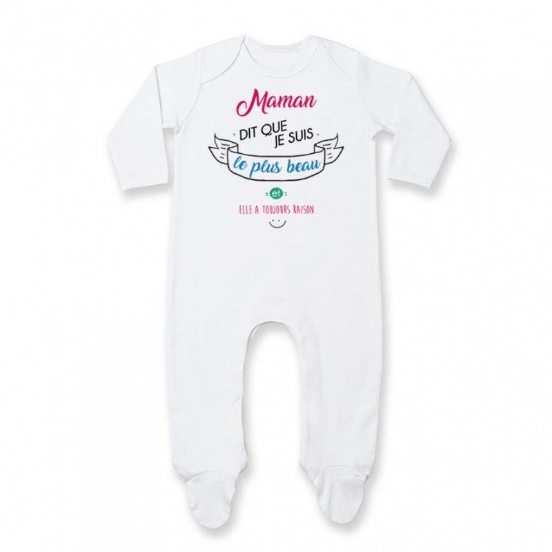 Pyjama bébé Maman dit que je suis le plus BEAU Pyjama bébé Maman dit que je suis le plus BEAU