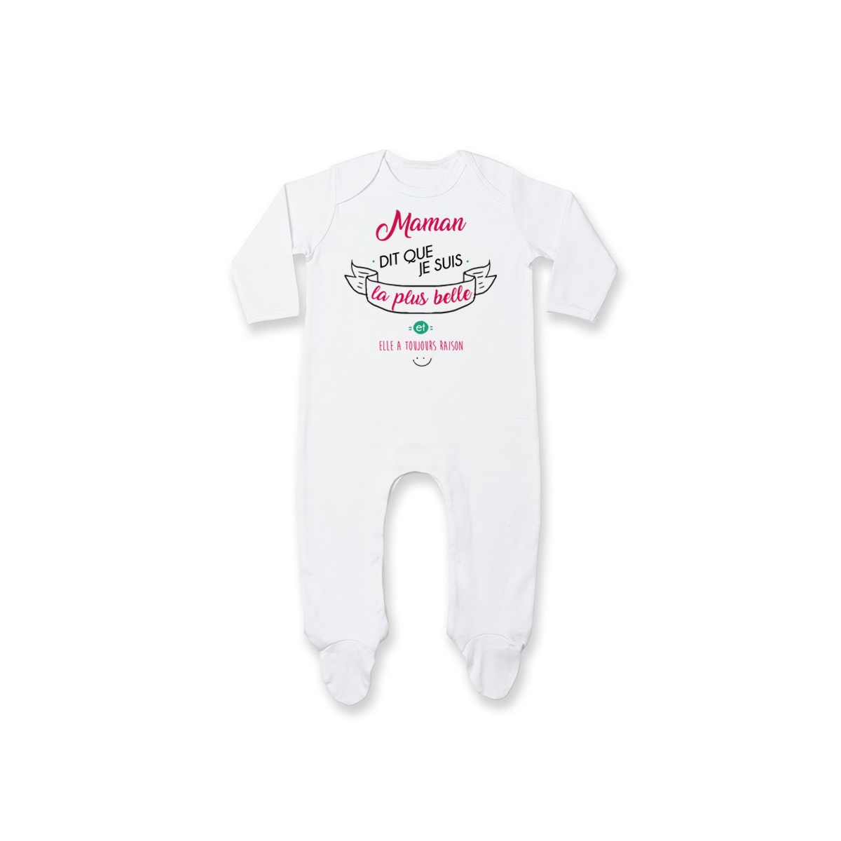 Pyjama bébé Maman dit que je suis la plus BELLE