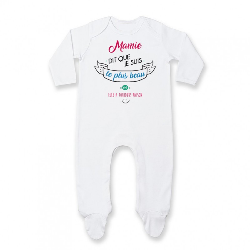 Pyjama bébé Mamie dit que je suis le plus BEAU Pyjama bébé Mamie dit que je suis le plus BEAU