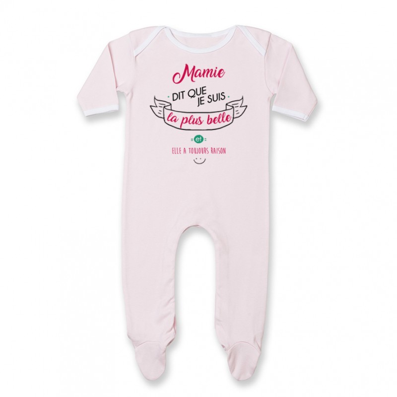 Pyjama bébé Mamie dit que je suis la plus BELLE