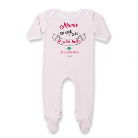 Pyjama bébé Mamie dit que je suis la plus BELLE