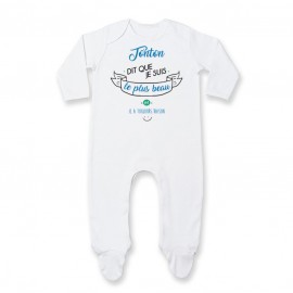 Pyjama bébé Tonton dit que je suis le plus BEAU