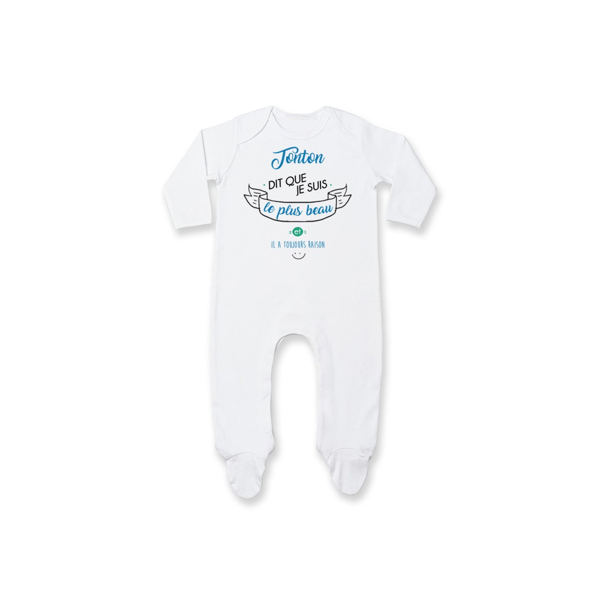 Pyjama bébé Tonton dit que je suis le plus BEAU