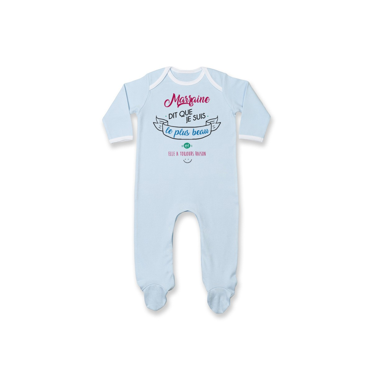 Pyjama bébé Marraine dit que je suis le plus BEAU