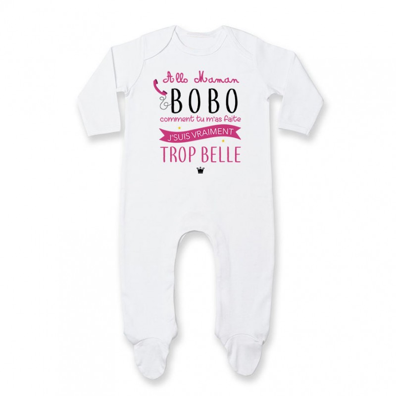 Pyjama bébé Allo maman bobo comment tu m'as faite j'suis vraiment trop belle ( version fille ) Pyjama bébé Allo maman bobo comment tu m'as faite j'suis vraiment trop belle ( version fille )