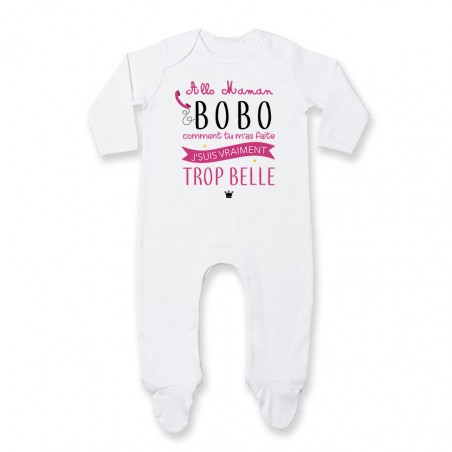 Pyjama bébé Allo maman bobo comment tu m'as faite j'suis vraiment trop belle ( version fille )