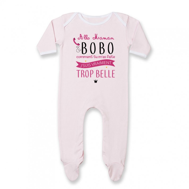 Pyjama bébé Allo maman bobo comment tu m'as faite j'suis vraiment trop belle ( version fille ) Pyjama bébé Allo maman bobo comment tu m'as faite j'suis vraiment trop belle ( version fille )