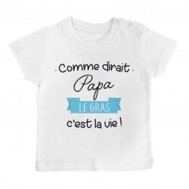 T-Shirt bébé Comme dirait papa le gras c'est la vie