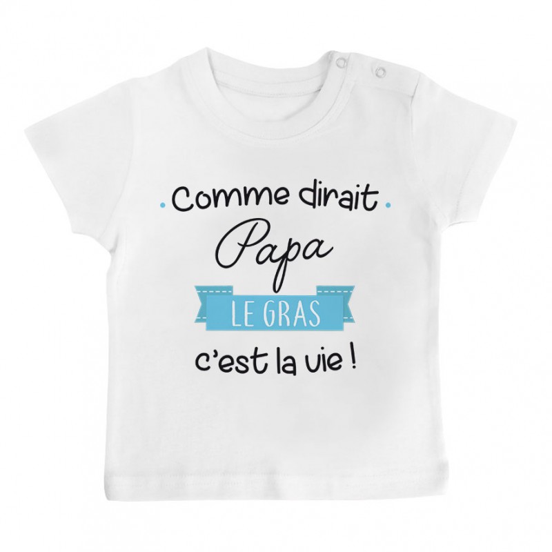 T-Shirt bébé Comme dirait papa le gras c'est la vie