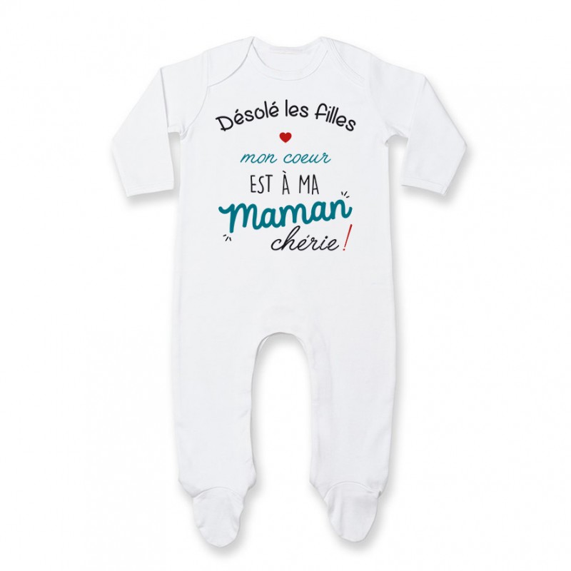 Pyjama bébé Désolé les filles mon coeur est à ma maman