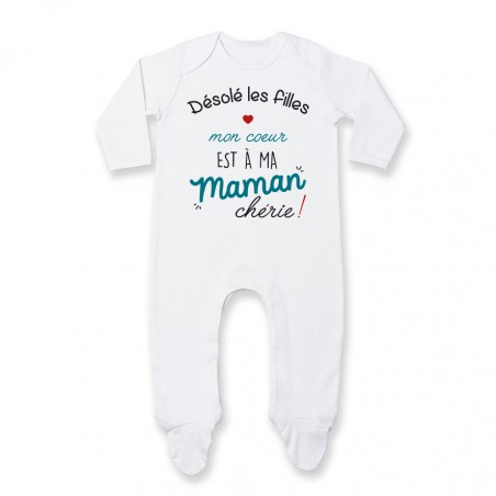 Pyjama bébé Désolé les filles mon coeur est à ma maman