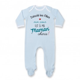 Pyjama bébé Désolé les filles mon coeur est à ma maman