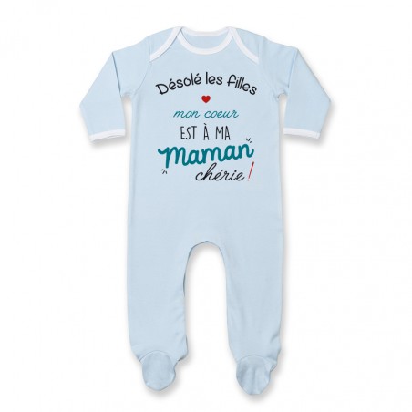 Pyjama bébé Désolé les filles mon coeur est à ma maman