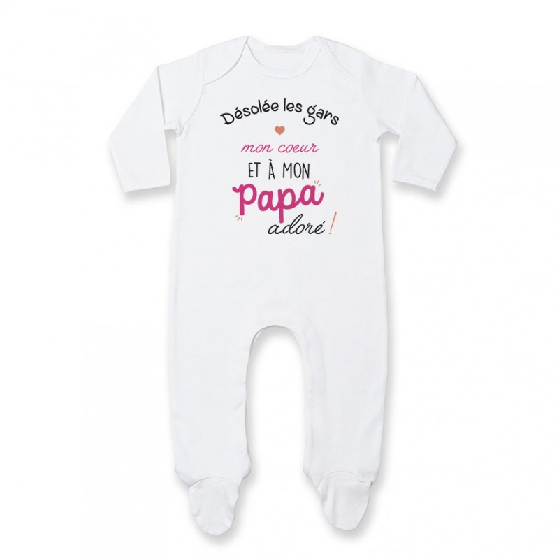 Pyjama bébé Désolée les gars mon coeur est à mon papa Pyjama bébé Désolée les gars mon coeur est à mon papa