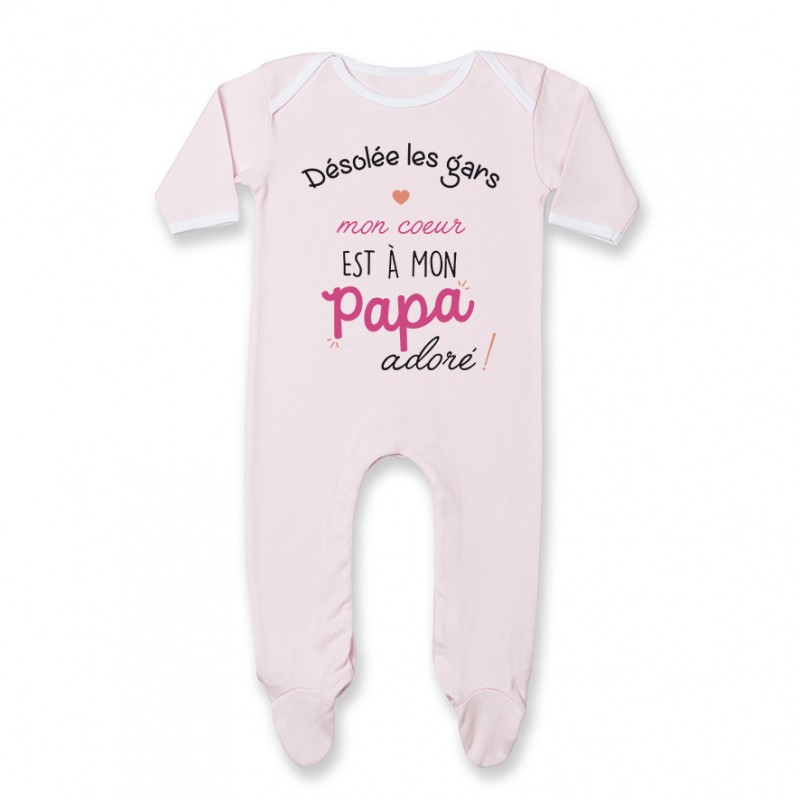 Pyjama bébé Désolée les gars mon coeur est à mon papa Pyjama bébé Désolée les gars mon coeur est à mon papa
