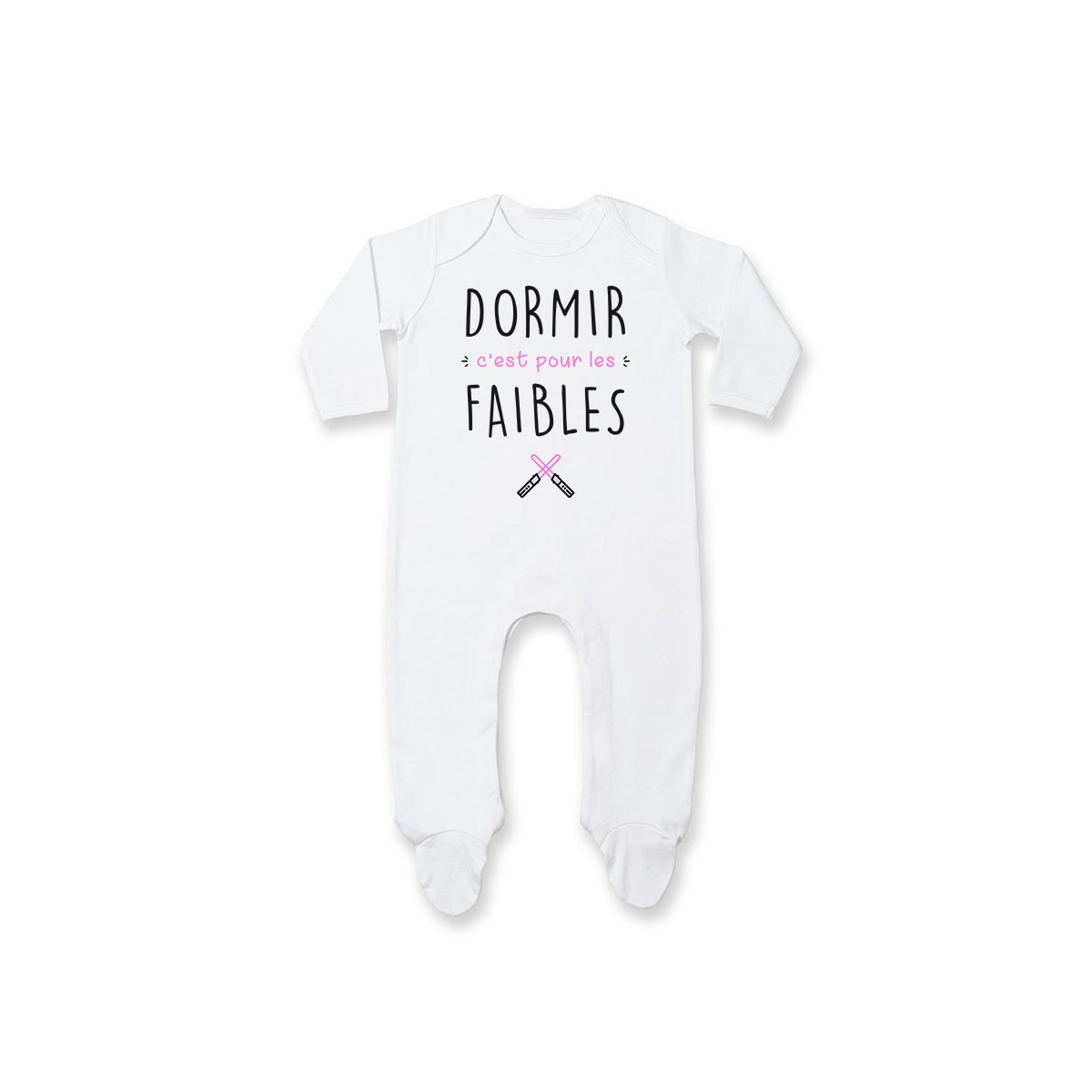 Pyjama bébé Dormir c'est pour les faibles  ( version fille )