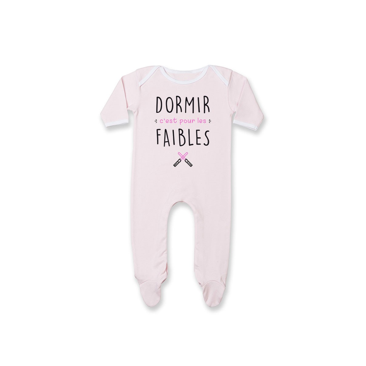 Pyjama bébé Dormir c'est pour les faibles  ( version fille )