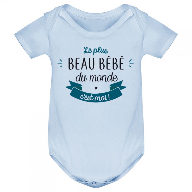Body bébé Le plus beau bébé du monde c'est moi ( version garçon ) Body bébé Le plus beau bébé du monde c'est moi ( version garçon )