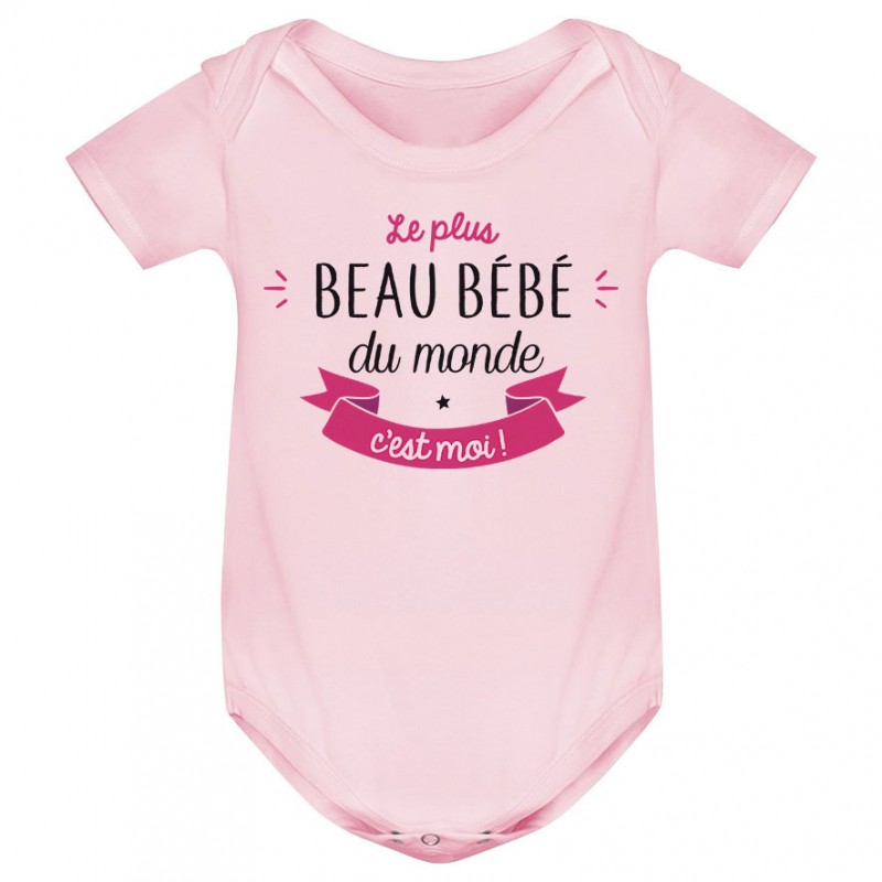 Body bébé Le plus beau bébé du monde c'est moi ( version fille ) Body bébé Le plus beau bébé du monde c'est moi ( version fille )
