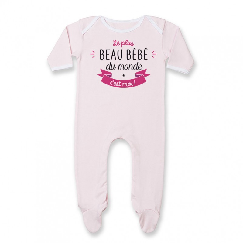 Pyjama bébé Le plus beau bébé du monde c'est moi ( version fille ) Pyjama bébé Le plus beau bébé du monde c'est moi ( version fille )