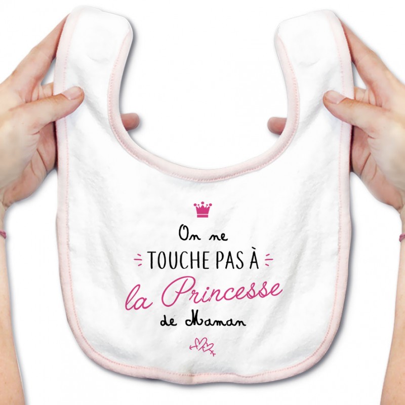 Bavoir bébé On ne touche pas à la princesse de maman Bavoir bébé On ne touche pas à la princesse de maman