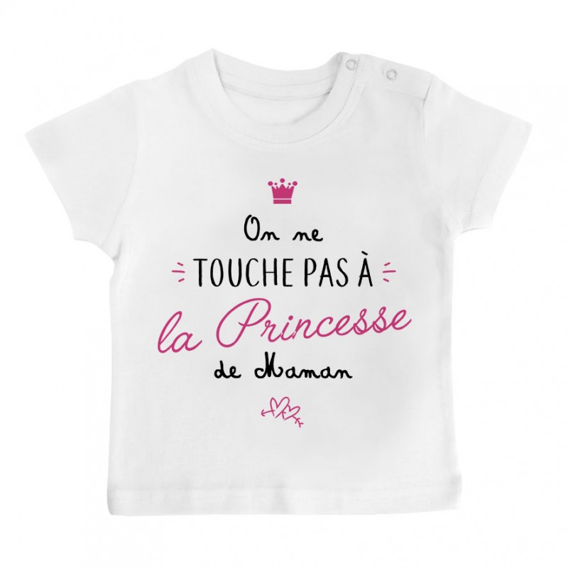 T-Shirt bébé On ne touche pas à la princesse de maman T-Shirt bébé On ne touche pas à la princesse de maman