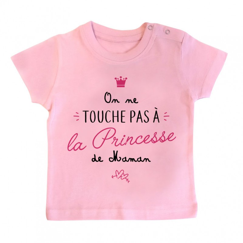 T-Shirt bébé On ne touche pas à la princesse de maman T-Shirt bébé On ne touche pas à la princesse de maman