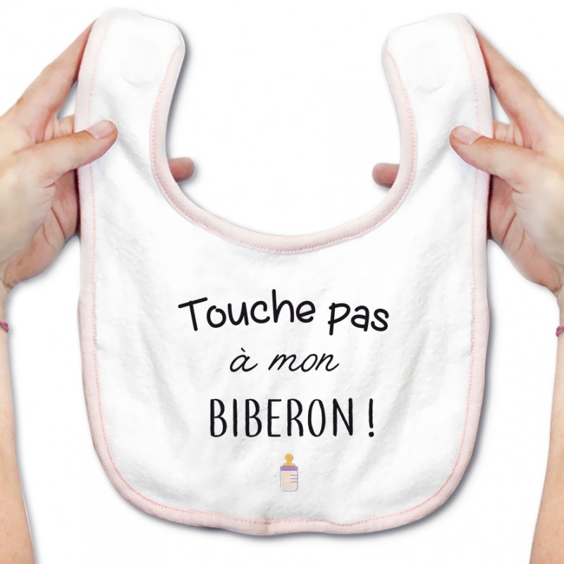 Bavoir bébé Touche pas à mon biberon Bavoir bébé Touche pas à mon biberon