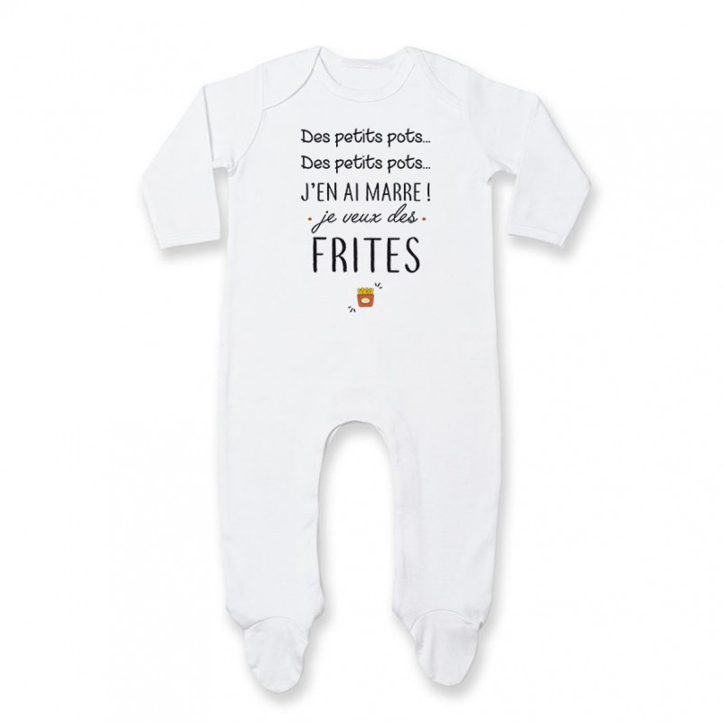 Pyjama bébé J'en ai marre je veux des frites Pyjama bébé J'en ai marre je veux des frites