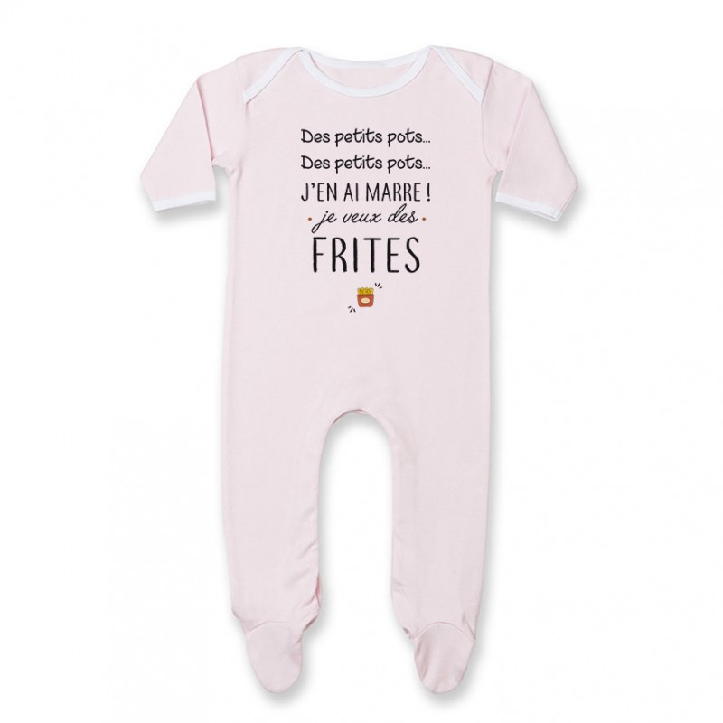 Pyjama bébé J'en ai marre je veux des frites Pyjama bébé J'en ai marre je veux des frites